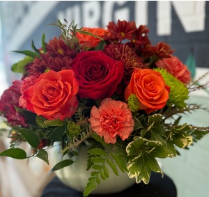 Rustic Pastel Pumpkin Vase Arrangement