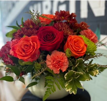 Rustic Pastel Pumpkin Vase Arrangement