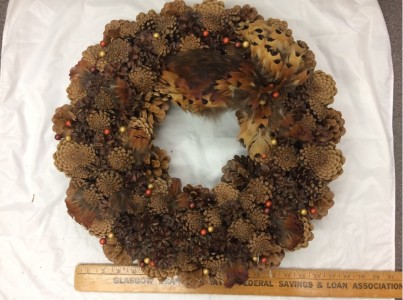 Rustic Pheasant Feather and Pinecone Wreath Artificial