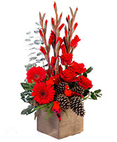 Rustic Red Christmas Flower Arrangement