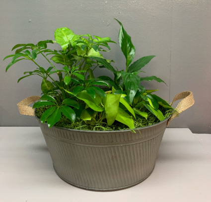 Rustic round metal planter