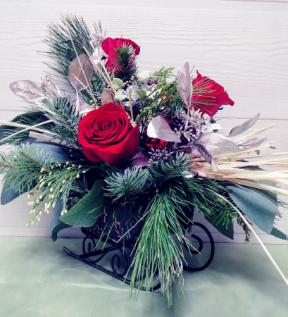 Rustic Sleigh with Flowers