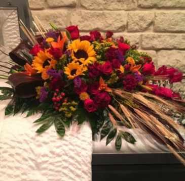 Rustic Splendor Casket Spray of Funeral Flowers in Joshua, TX | Ambar Tree Florist