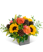 Rustic Sunflower Cube Fall Rustic Arrangement