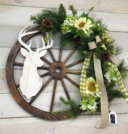Rustic Wagon Wheel Wreath