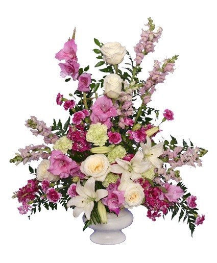 Magenta Sunset Urn Funeral Flowers Flower Bouquet