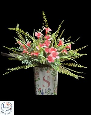 "S" Ceramic Book Silk Arrangement  