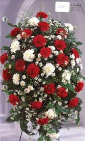 S27-3808 Red & White Carnations Mix Spray Easel