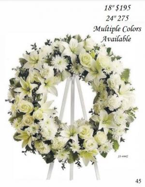S3-4442 White Mix Round Wreath Easel