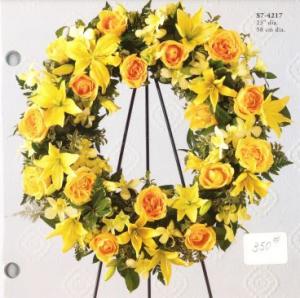 S7-4217 Yellow Mix Round Wreath Easel