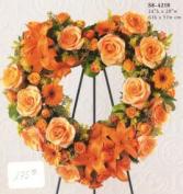 S8-4218 Orange Mix Heart Wreath Easel