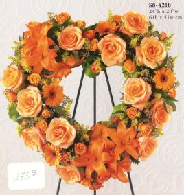 S8-4218 Orange Mix Heart Wreath Easel