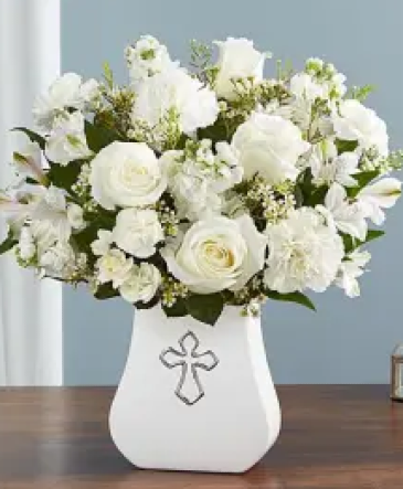Sacred Blessing All White in Bakersfield, CA | Valley Blooms Florist Sacred Blessing All White in Bakersfield, CA | Valley Blooms Florist
