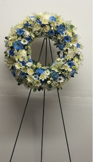 Sacred Blue Heart White and Blue circular wreath