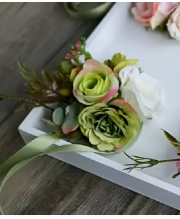 Sage Whisper Corsage Bracelet in Newmarket, ON | FLOWERS 'N THINGS FLOWER & GIFT SHOP