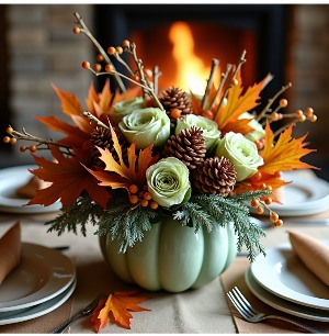 Sage Pumpkin Enchanted Arrangement