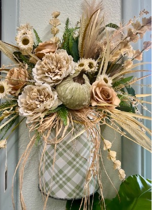 Sage Pumpkin Wall Pocket  