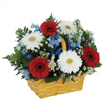 Salute To The Red, White & Blue Basket Arrangement