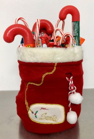 Santa Bag of Candy Customizable in Springfield, IL | FLOWERS BY MARY LOU Santa Bag of Candy Customizable in Springfield, IL | FLOWERS BY MARY LOU