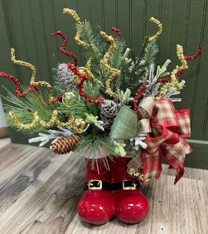 Santa Boots  Christmas Silk Arrangement