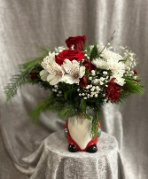 Santa Gnome Floral Arrangement Christmas