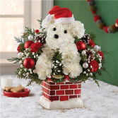 Santa Paws Chimney Floral Arrangement