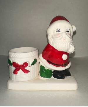 Santa Tea Candle Holder Ceramic