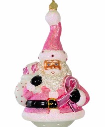 Santa wears pink Cancer Awareness Christopher Radko Ornament