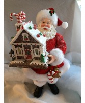 Santa With Gingerbread House Gift