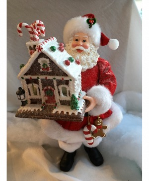 Santa With Gingerbread House Gift