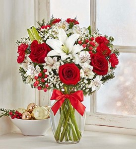 Santa's Christmas Suprise Fresh Vased Arrangement