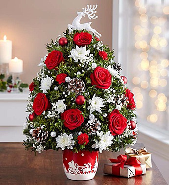 Santa’s Sleigh Ride™ Holiday Flower Tree® Arrangement