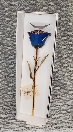Sapphire Gold Dipped Rose - September Birth Stone 