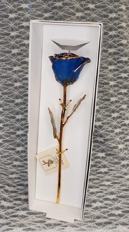 Sapphire Gold Dipped Rose - September Birth Stone