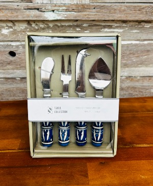 Saro Lifestyle Moroccan Cheese Set  Indigo (Set of 4)