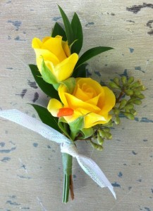 Sassy yellow spray rose boutonniere