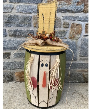 Scarecrow Barrel light up Wooden Decor