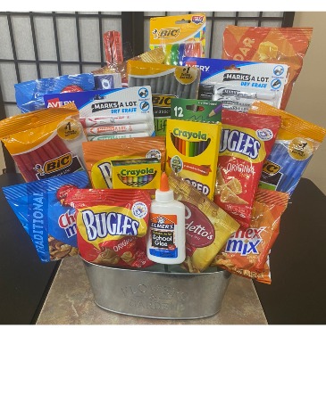 School Supply And Snack Basket Snacks, Supplies And Container May Vary in Indianapolis, IN | SHADELAND FLOWER SHOP