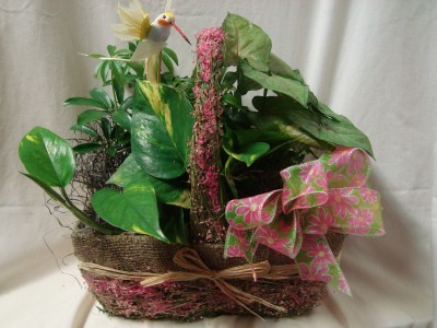 Spring time wicker basket with 2 4