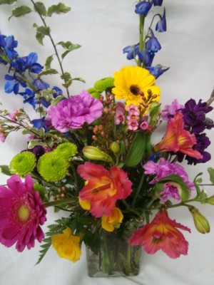Just Because! A beautiful bright mixed arrangment Florist choice. Nice Garden look in a vase..
