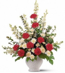 TRIBUTE ARRANGEMENT OF  RED AND WHITES 