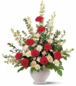 TRIBUTE ARRANGEMENT OF RED AND WHITES