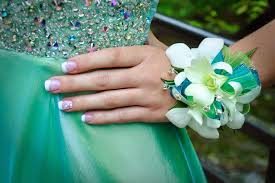 Teal wrist best sale corsage