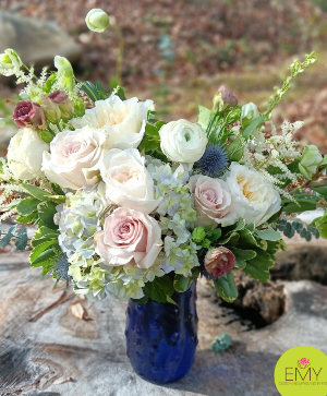 Seashell blue Flower  Vase Arrangement
