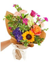 Seasonal Blooms Wrapped Bouquet Flower Arrangement