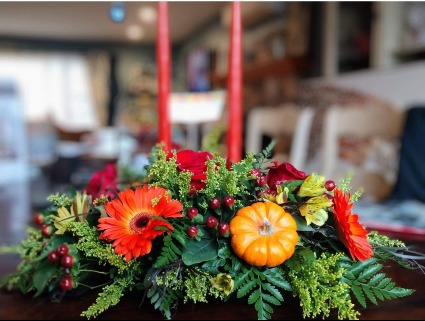 Seasonal Candle Florals Tabletop Centerpiece