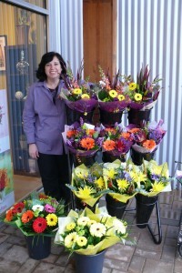 Seasonal hand tied bouquet Cut flowers - no vase