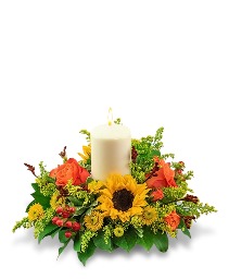 Seasonal Saffron Centerpiece Flower Arrangement