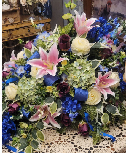 seasonal silk casket spray 