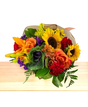Seasonal Bouquet - Fall Wrapped Bouquet of Flowers